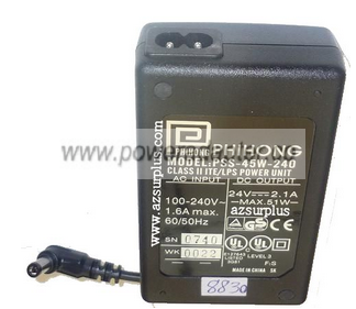PHIHONG PSS-45W-240 AC ADAPTER 24VDC 2.1A 51W USED -(+) 2x5.5mm
